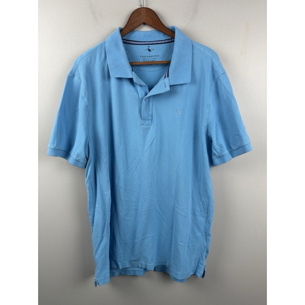 Tailorbyrd Collection Mens Polo Shirt XL Blue Cotton Spandex Golf Casual
